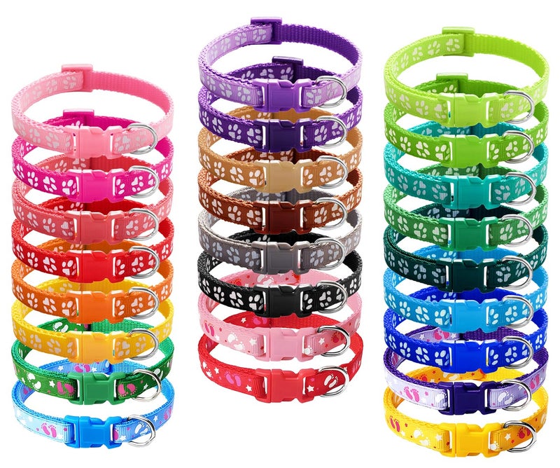 YOY 25 pcs/Set Soft Nylon Puppy Whelping ID Collars - Adjustable Reusable Washable Baby Dog ID Bands Pet Identification for Breeders, Neck 8" - 13" - Image 1